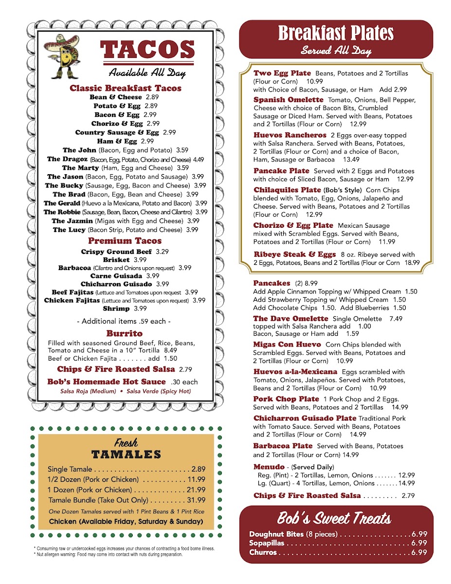 Menu - Bob's Taco Station photo 1